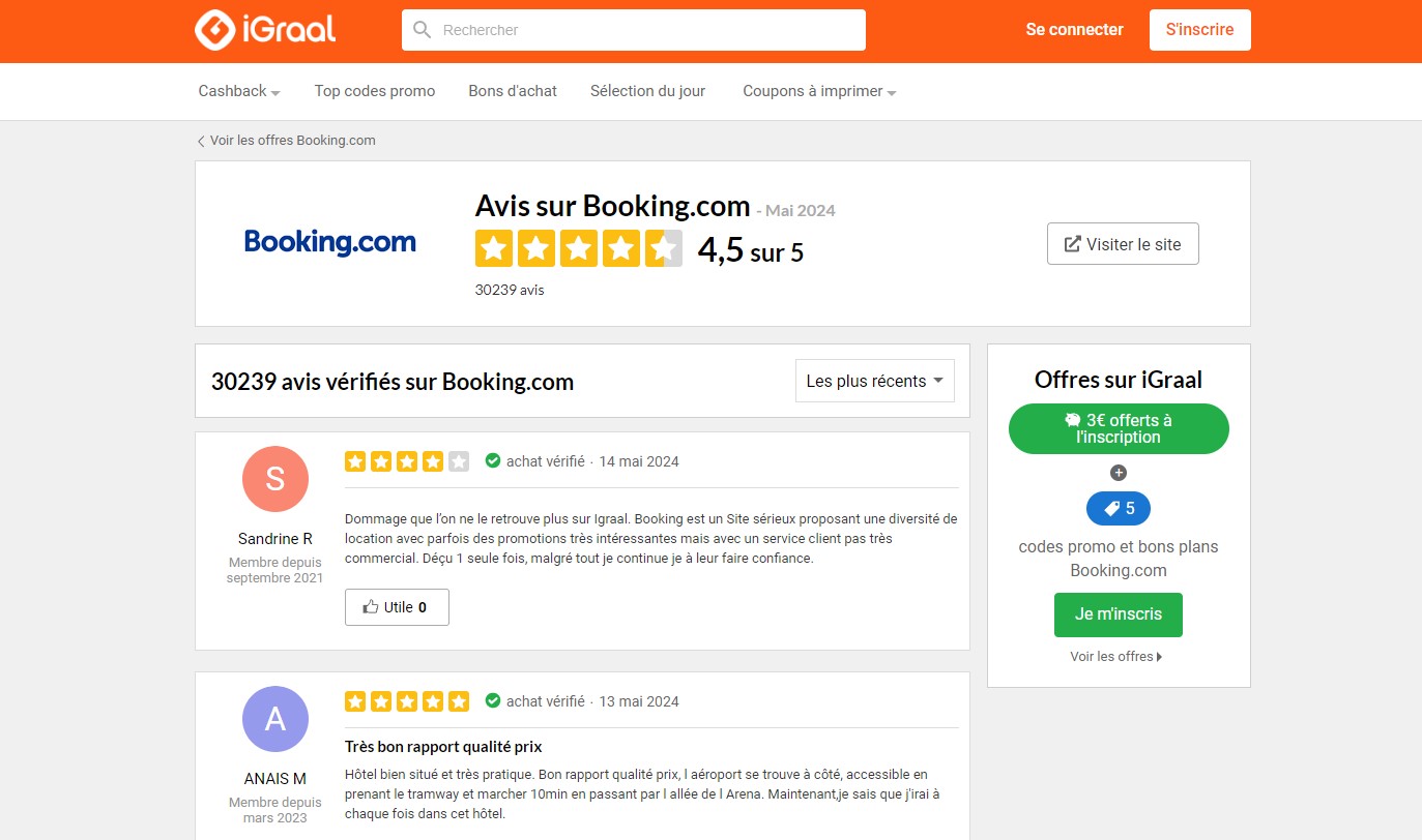 avis igraal booking
