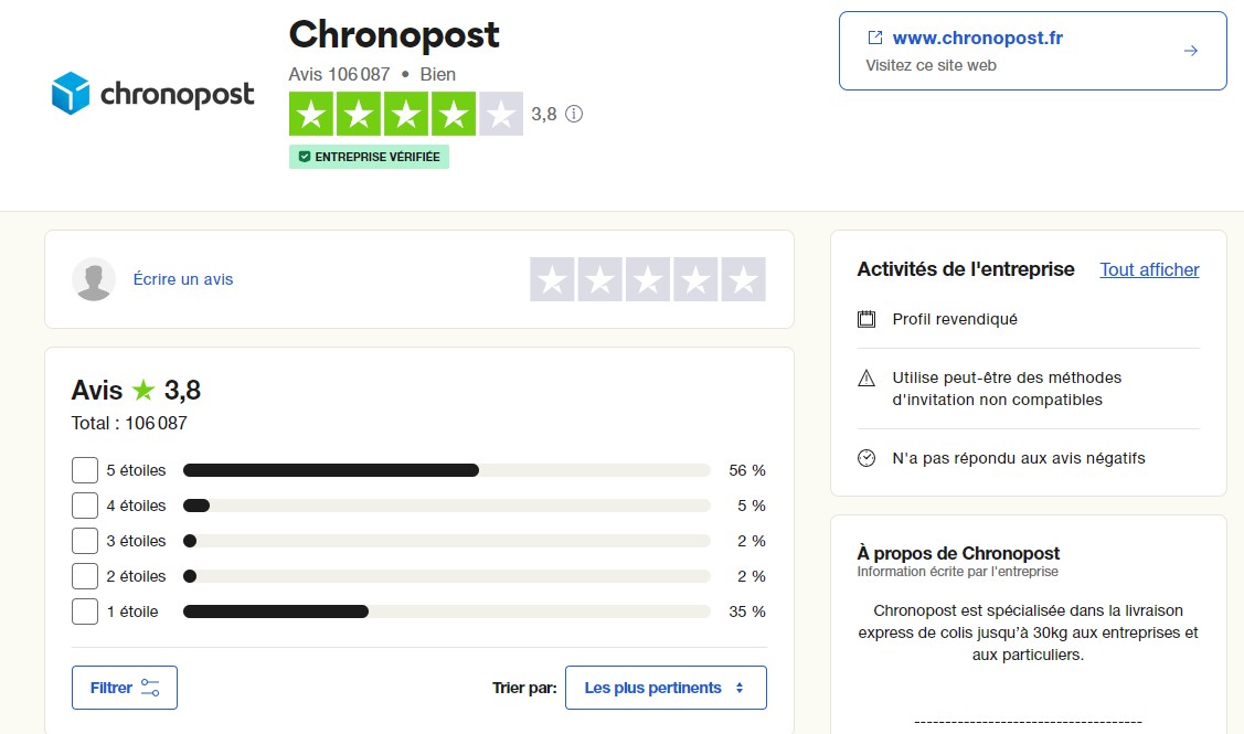 trust pilot chronopost