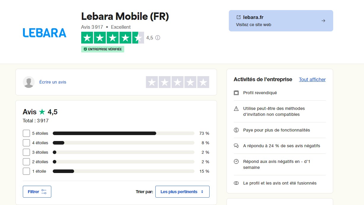 trust pilot lebara mobile