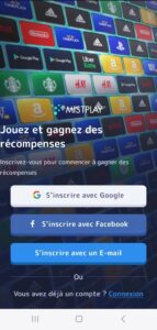 connexion a mistplay avec google facebook ou email classique