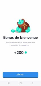 bonus de bienvenue de 200 unites